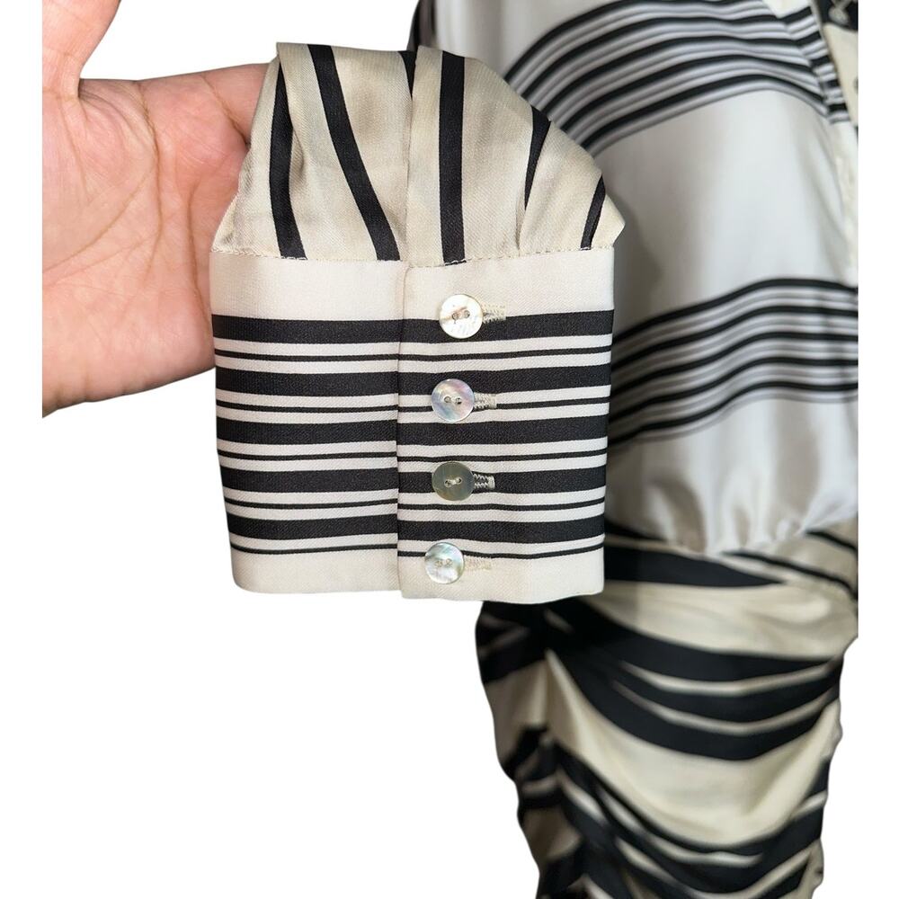 L'Academia Striped Kamile Asymmetrical Side Knot Satin Mini Dress Size Medium - Picture 9 of 12